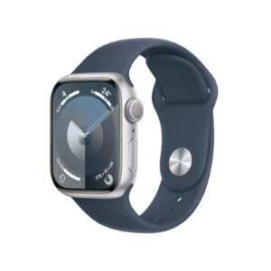 Apple Watch Series 9 GPS 41mm in Alluminio Argento con Cinturino Sport Blu Tempesta - M/L