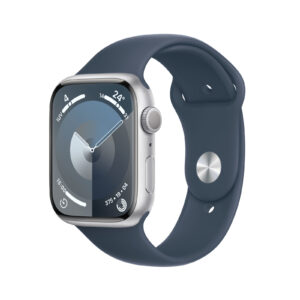 Apple Watch Series 9 GPS 45mm in Alluminio Argento con Cinturino Sport Blu Tempesta - M/L